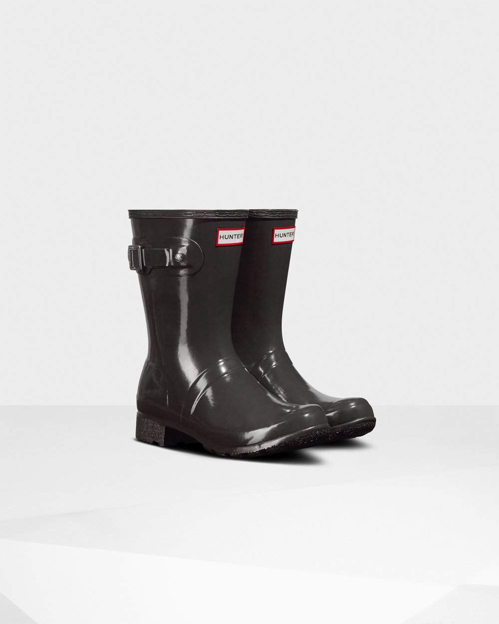 Botas de Lluvia Cortas Hunter Mujer - Original Tour Foldable Gloss - Grises Oscuro - PETGOSB-46